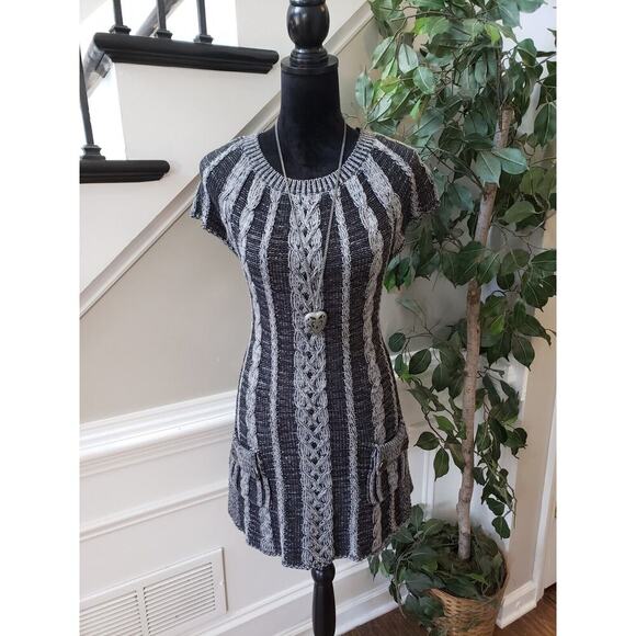 Style & Co. Women's Black Striped Cotton Round Neck Sleeveless Sweater Dress PL - Picture 10 of 10